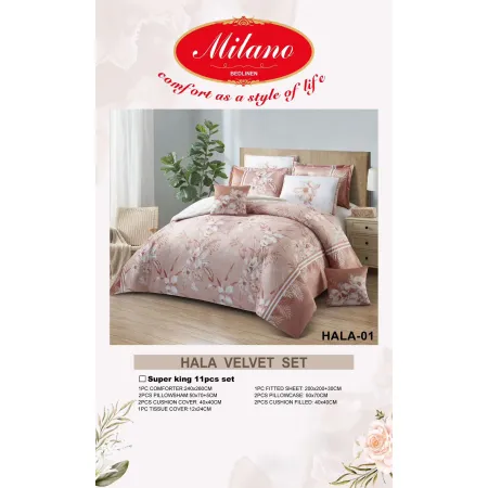 Milanobedlinen Comforter Hala Velvet Super King 11pcs Set